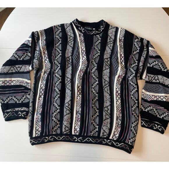 Tundra Canada 3D Knit Sweater XL Coogi Style Textured Vintage Mercerized Cotton - Picture 5 of 13